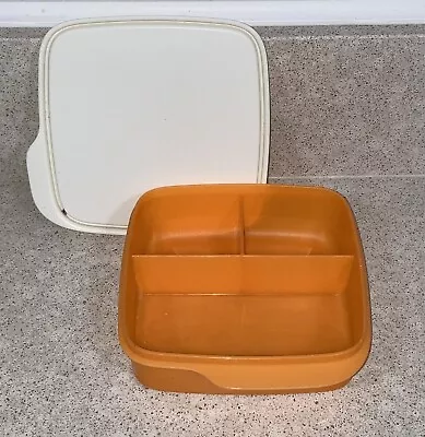 Tupperware Orange Lunch-it Divided Lunch Container With Seal #7503 #7504 • $5