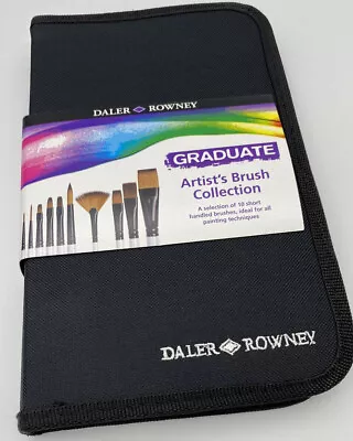 Daler Rowney Graduate Artists Paint Brush Collection & Case - 10 Short Handle • £23.99