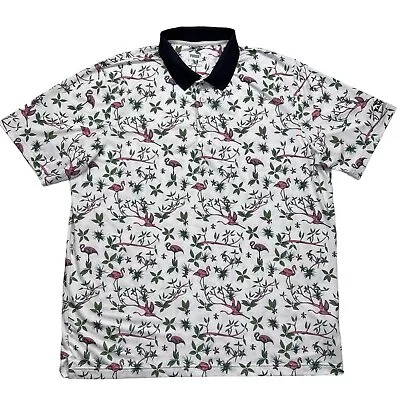 Puma Polos Shirts Men’s Size XL White Flamingo Floral Short Sleeve Golf MSRP $85 • $27.99