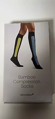 Bamboo Compression Socks  Ostrichpillow  Blue Azure & Yellow Moss Size L/XL New • $30