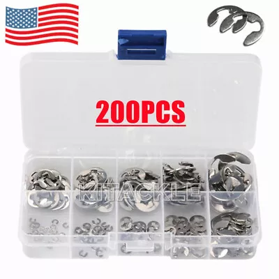 200Pcs Stainless Steel 1.5-10mm² E Clips C Circlip Retaining Ring Assorted Kit • $9.92