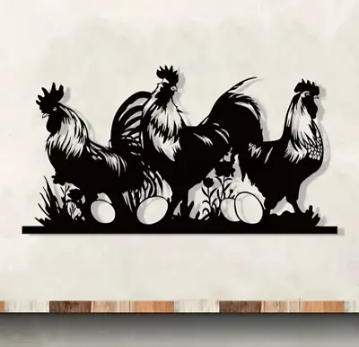 Chicken Farm Black Metal Art Wall Sign Decor Indoor Or Outdoor Decor Gifts • $21