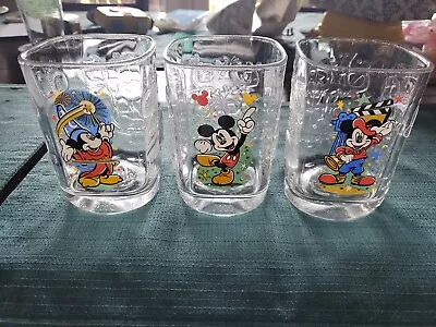 Mickey Mouse Commemorative Walt Disney Square Glasses Set Of 3 - 2000 • $15