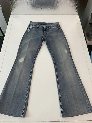 7 Seven For All Mankind Denim Jeans Size 28 Flare Rhinestone Bedazzled Distress • $19.95