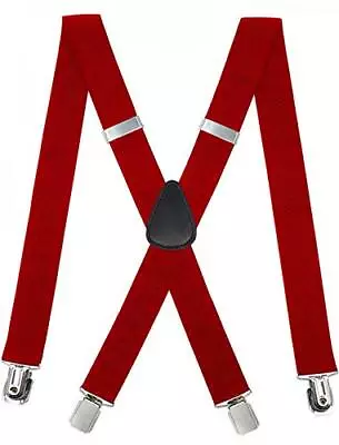 Men's Suspenders X Back With 1.4 Inchs Wide Elastic Braces & Heavy Duty Clip • $13.08