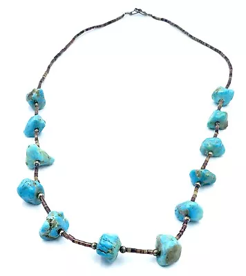 EARLY Vintage Santo Domingo Turquoise Nugget Heishi Bead SQUAW Necklace 27.5 In • $191.75