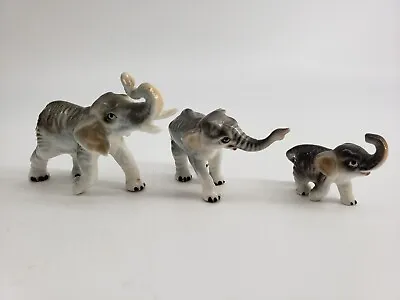 Vintage Lot Of 3 Miniature Bone China Elephant Figurines Japan • $18