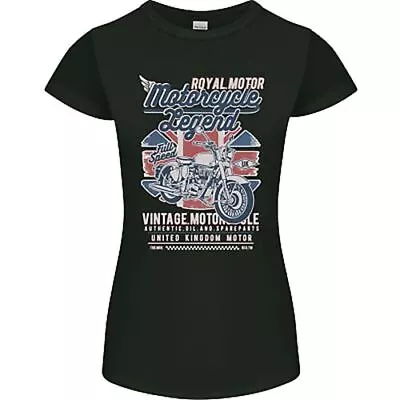 Motorcycle Legend Biker Union Jack British Womens Petite Cut T-Shirt • £9.99