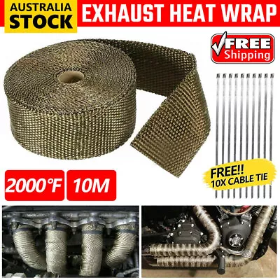 Exhaust Wrap Titanium Heat Resistant 10M X 50mm 2000F + 10 Stainless Cable Tie • $24.85