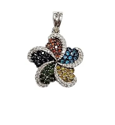 Vintage Geometric Swirl Multi Gem Stone 925 Sterling Silver Pendant • $37.99