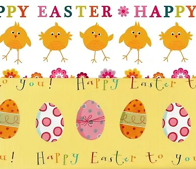 2 Sheets HAPPY EASTER Gift Wrap 2 X DESIGNS Wrapping Paper Tags Cute Traditional • £3.29