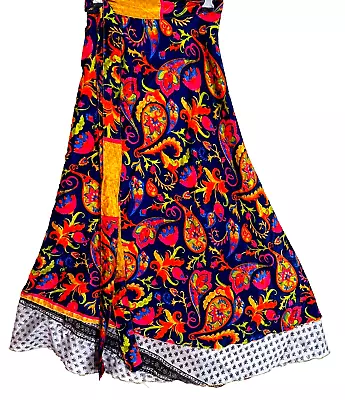 Incredible-art Women's Indian Sari Wrap Skirt Handmade Reversible Vintage Hippie • $26.01