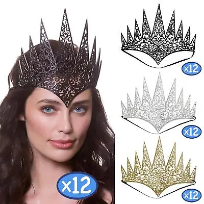 Fantasy Crown Gothic Queen Bulk Pack 12 Metallic Medieval Fancy Dress • £29.49