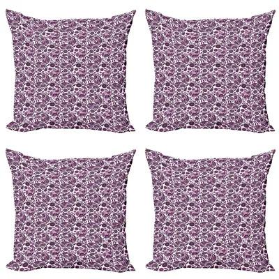 Purple Paisley Pillow Cushion Set Of 4 Floral Leafy • £22.99