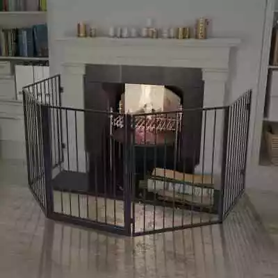 Pet Fireplace Fence Steel Black Dog Cat Safety Fireguard Gate Fencing VidaXL • $117.99