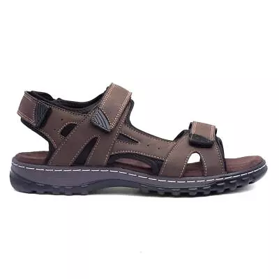 Hobos Mens Sandals Brown Adults Sport Easy Fasten Comfortable Edwin SIZE • £16.99