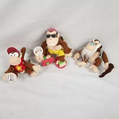 Lot Of 3 Vintage Nintendo 64 Toy Site Diddy Funky & Cranky Kong Plush 4  1999 • $90