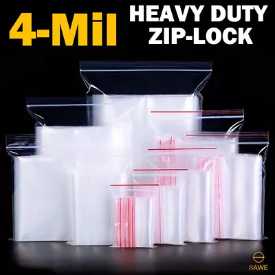 SAWE Plastic Reclosable Zip Lock HEAVY-DUTY 4 Mil Resealable Zipper Seal Bags • $11.99