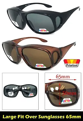 Large Fit Over Most Rx Glasses Sunglasses Polarized Lens Cover Wrap Around 65mm • $13.95
