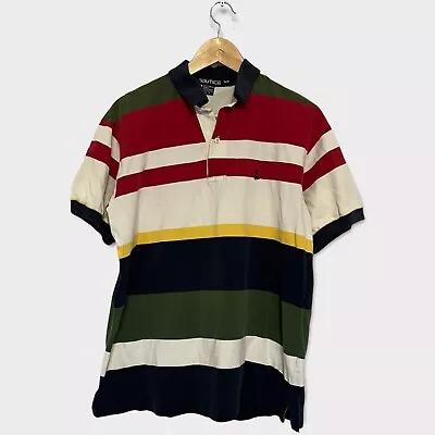Vintage 90s Nautica Colorblock Mens Polo Shirt Size Small Multicolor • $17.49