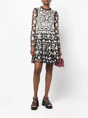 Needle And Thread Floral-embroidered Tulled Mini Dress UK8 New £495 • £190