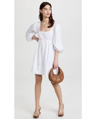 $105.82 • Buy NWOT STAUD White Sophie 1/2 Sleeve Womens Small Mini Dress MSRP:$295