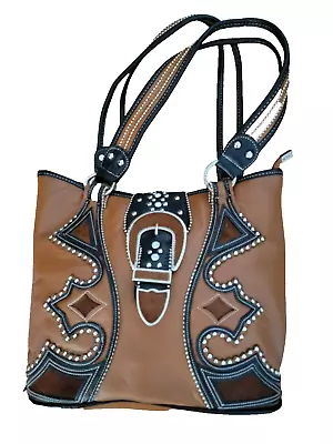 Montana West Leather Studded Hair On Hide Shoulder Handbag Purse • $59