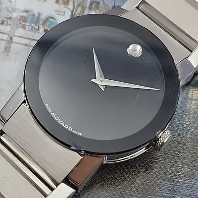 Men’s Movado 35mm Mirror 84.G1.1896 New Battery Excellent Running Condition Chic • $395