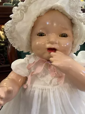 Vintage EFFANBEE BUBBLES COMPOSITION CLOTH BABY DOLL 20in Sleep Eyes Crier Works • $159.99