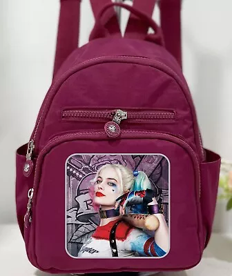 HARLEY QUINN Premium Girl's Poly Backpack In Red Four Zip Pockets Durable Parts • $32