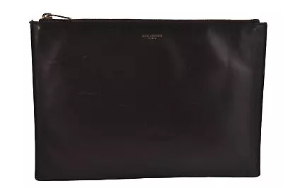 Authentic SAINT LAURENT Vintage Clutch Hand Bag Purse Leather Brown YSL 0576J • $511.80