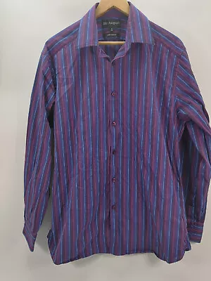 M&S Autograph Mens Burgundy Long Sleeve Shirt Size 16  Pure Cotton • £9.99