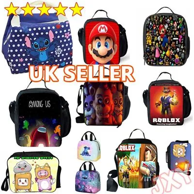 UK Childrens Insulated Lunch Pack Box Bag Kids Boys Girl School Food Picnic Box • £9.36