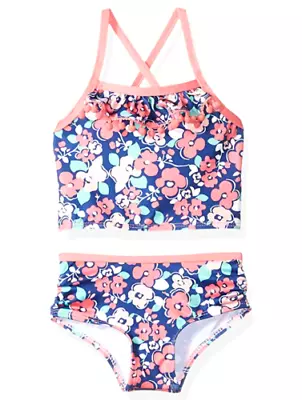  Pink Platinum Baby Girls Floral Pom Tankini Swimsuit  E52 • $12.95