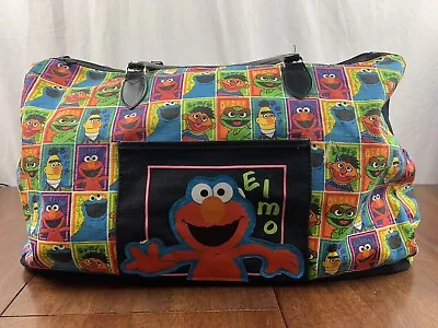 Vtg Sesame Street 80’s Canvas Large Bag Elmo Cookie Monster Oscar Bert Ernie  • $100