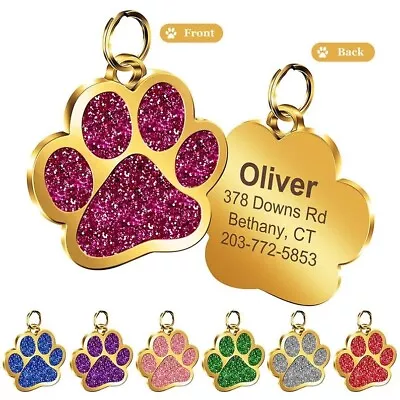 £2.50 • Buy Engraved Dog Tag Personalised ID Tags Name Disc Pet Cat Tags Animal Cat Collar 