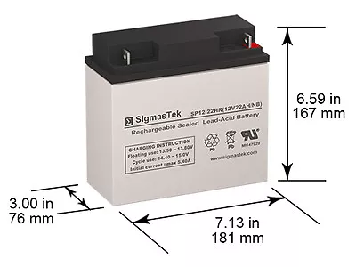 Raion Power RG12220FP 12 Volt 22 Amp Hour NB Battery (Replacement) • $44.95