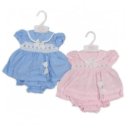 Baby Girls Spanish Romany  'Bow & Flowers'  Dress & Pants Set Pink & Blue ~ Abg • £14.50