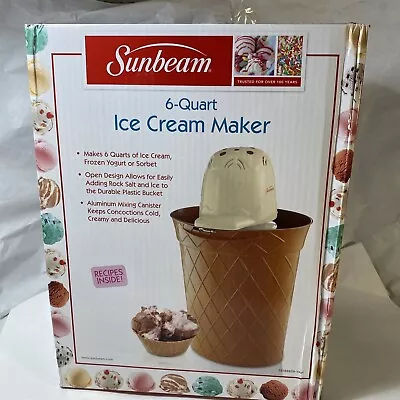 Rare New Vintage Sunbeam 6 Quart Ice Cream Maker New In Box Model FRSBBK06 – VAN • $58