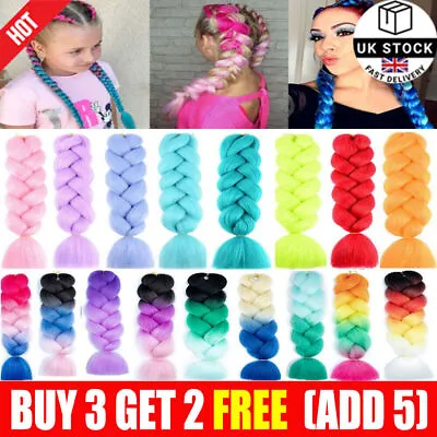 High Quality Jumbo Braiding Hair Extensions 24  Afro Box Braids Ombre Rainbow B • £3.99