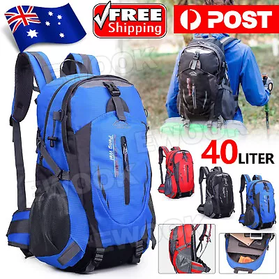 $21.95 • Buy 40L Large Waterproof Hiking Camping Bag Travel Backpack Outdoor Luggage Rucksack