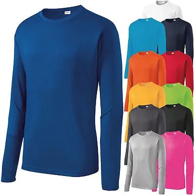 Mens Long Sleeve T-Shirt Base Layer Moisture Wicking Workout Dri-Fit XS-4XL NEW • $12.77