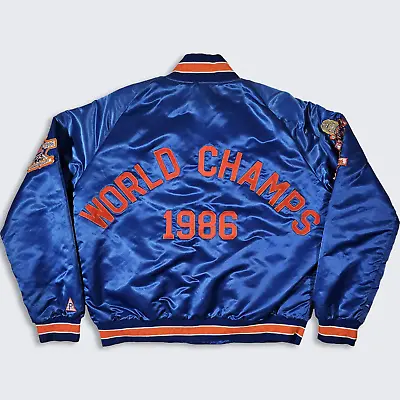 New York Mets Vintage 80s World Series Satin Bomber Jacket - MLB Baseball Coat • $368