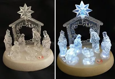 Nativity Scene Light Up Plays Music Premier Acrylic Christmas Decoration Jesus • £12.54