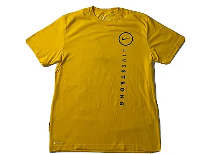 Nike Dri-Fit Large Yellow Black Swoosh Spell Out Livestrong T-Shirt • $19.99