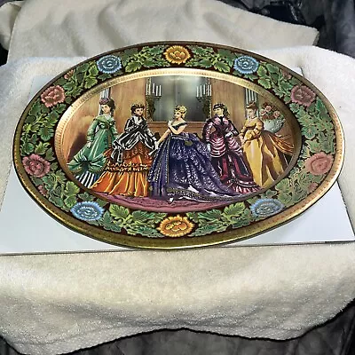 Vtg Daher Decorated Ware Oval Tin Metal Tray Victorian Women England 11101 • $0.99