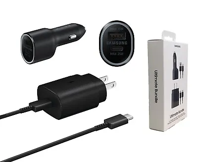Samsung 25W Super Fast Wall Charger USB-C For Samsung AND Car Charger Duo 40W • $14.95