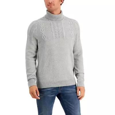 Club Room Mens Cable Knit Chunky Shirt Turtleneck Sweater BHFO 6805 • $13.99