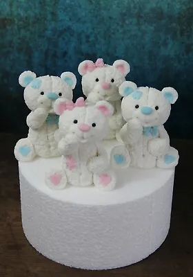 Edible Handmade White Baby Polar Bear Birthday / Baptism / Shower Cake Topper • £17.99