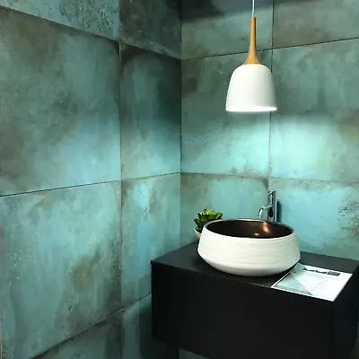 £3 • Buy Cut Tile Sample: Verde Copper Oxide Metallic Porcelain Wall & Floor Tiles